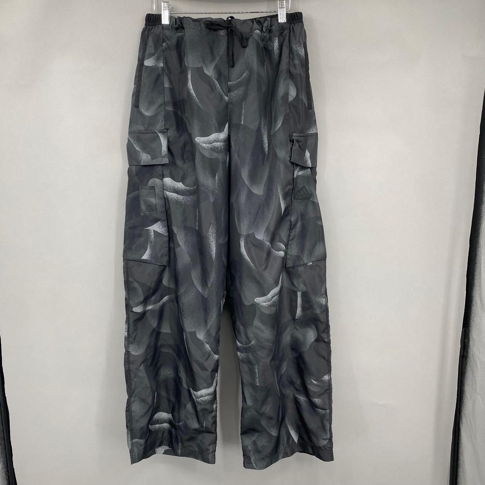 Adidas‎ City Escape Women's No XL Cargo Pants Gray Black Abstract Print Wide Leg